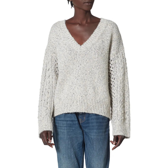 Joie Sweater White Milani V-Neck Women Sz L NEW NWT 552